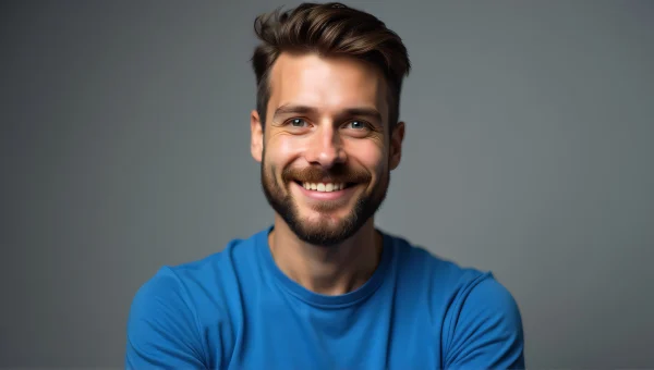Casual Man Portrait in Blue T-Shirt