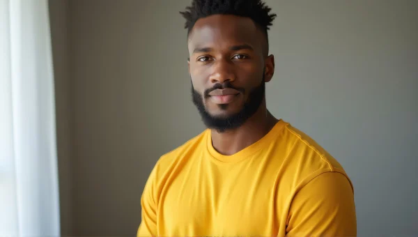 Casual Man Portrait In Yellow Shirt With Soft Light