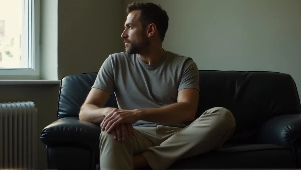 Casual Man Relaxing in Mid-Century Living Room