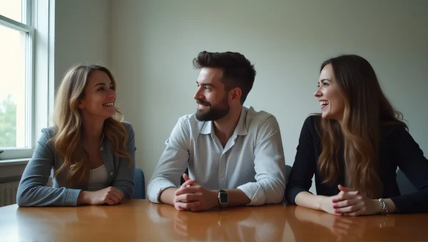 Casual Meeting Around Brown Wooden Table
