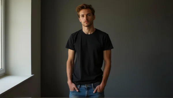 Casual Portrait Man Black Shirt Denim Style