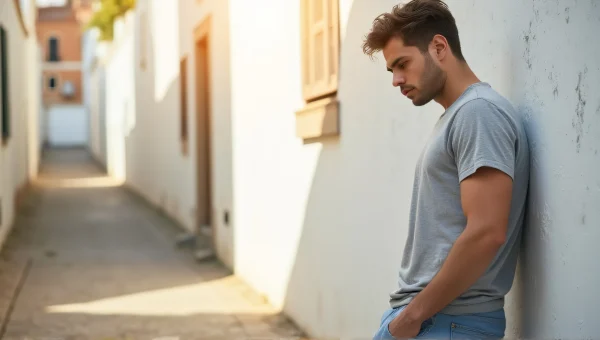 Casual Young Man Leaning Against White Wall