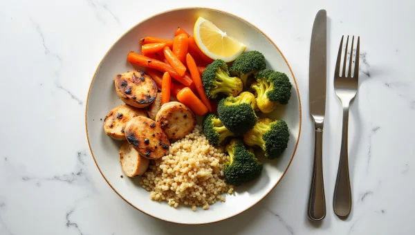 Ceramic Plate With Grilled Chicken And Vegetables