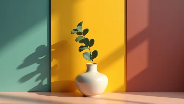 Ceramic Vase Still Life With Eucalyptus Stem