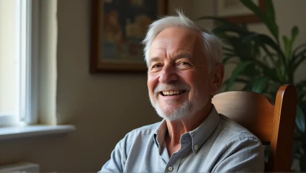 Cheerful Elderly Man Portrait Natural Light