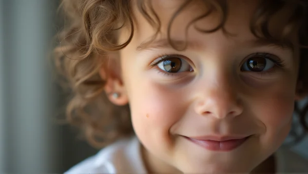 Child's Face Close-Up With Freckles And Smile