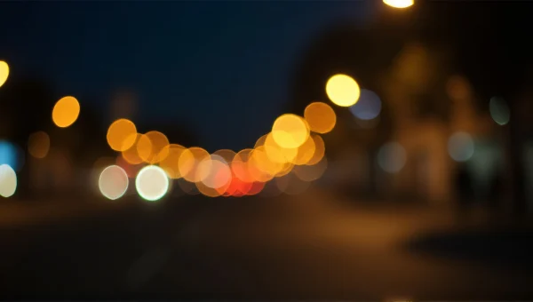 City Nightscape Bokeh Lights Close-Up View