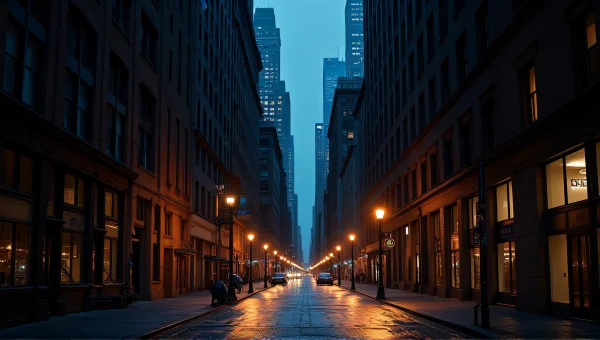 City Nightscape: Illuminated Buildings and Streets