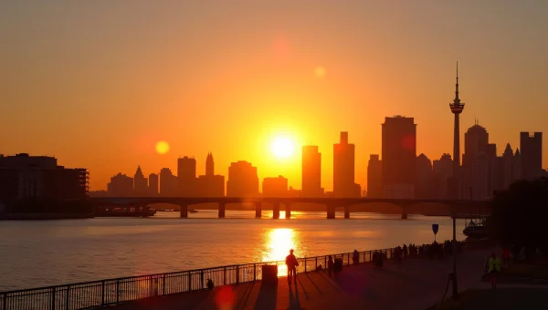 City Skyline Sunset With Glowing Horizon