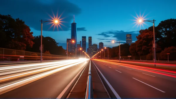 City Street Time-Lapse Dusk Car Lights Motion Blur