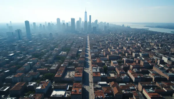 Cityscape Aerial View Midday Rooftops and Streets