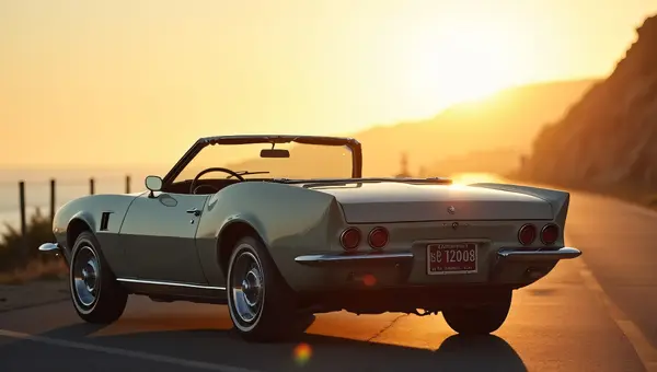 Classic 1960s Convertible On Coastal Highway
