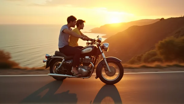 Classic Motorcycle Ride Along Coastal Road