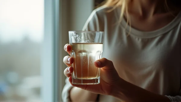Clear Drinking Glass With Condensation In Hand