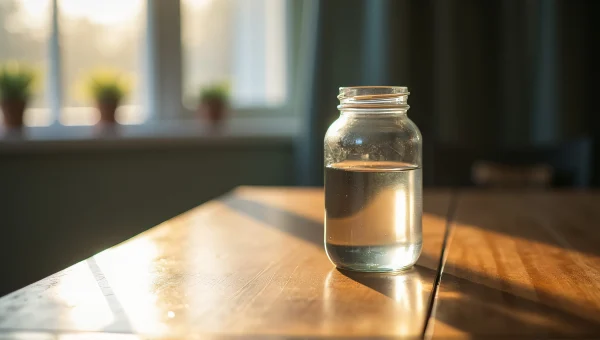 Clear Glass Jar On Wooden Table With Soft Light