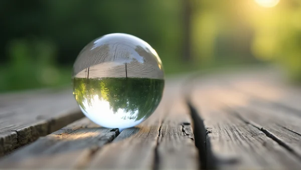Clear Glass Sphere On Weathered Oak Planks
