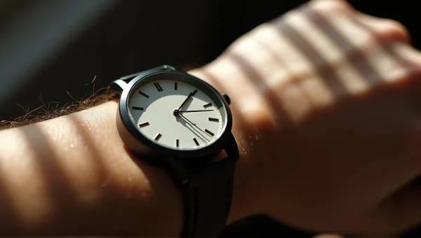 Close-Up Analog Watch On Wrist With Sunlight Shadows