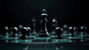 Close-Up Black Chess Pieces On Glass Board