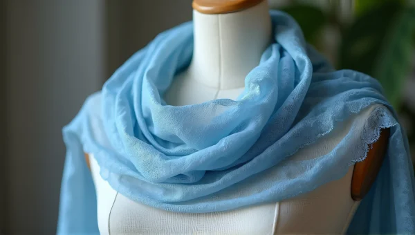 Close-Up Blue Lace Fabric on Wooden Mannequin