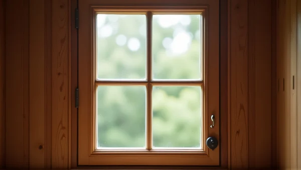 Close-Up Brown Framed Window with Natural Light