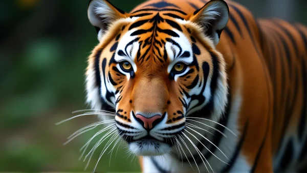 Close-Up Brown Tiger Portrait with Sharp Whiskers