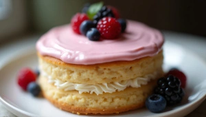 Close-Up Cake With Berries And Smooth Frosting