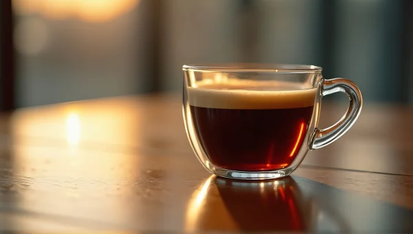 Close-Up Coffee Cup Reflection On Wooden Table