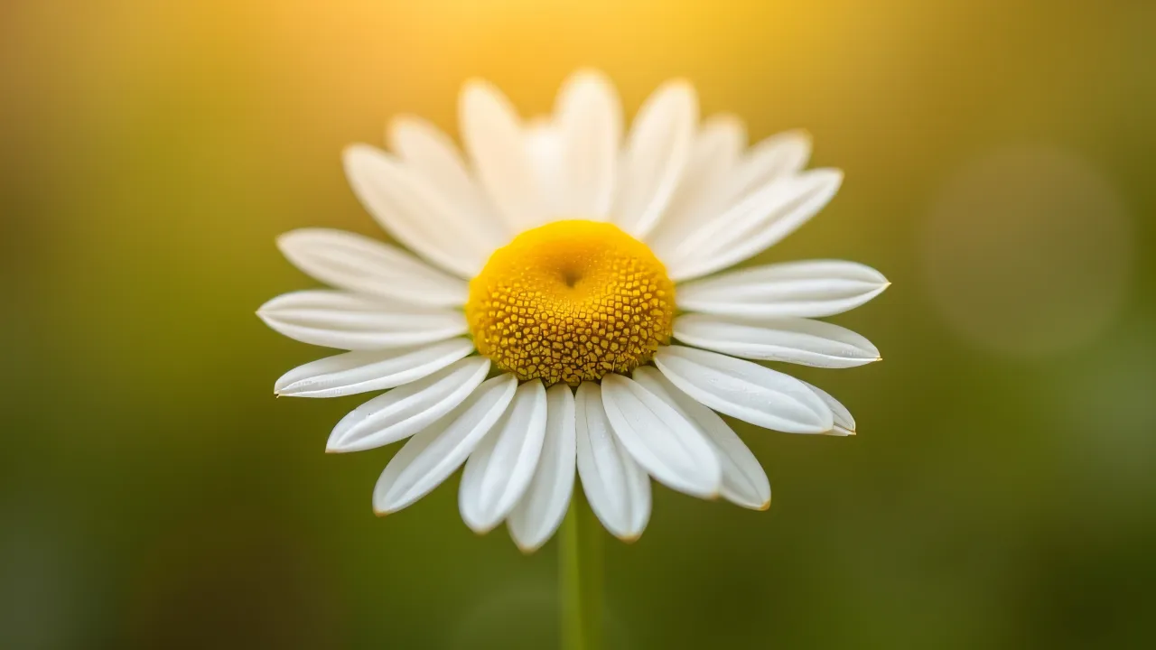 Detailed close-up of a daisy showcasing texture and pollen in soft light.