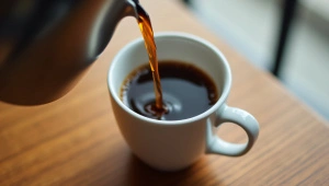 Close-Up Dark Coffee Pouring Into White Cup