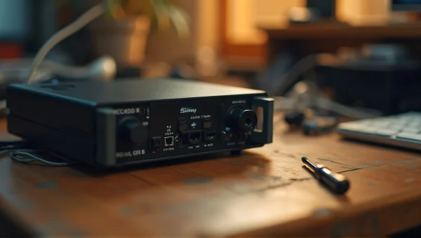Close-Up Electronic Device On Cluttered Desk