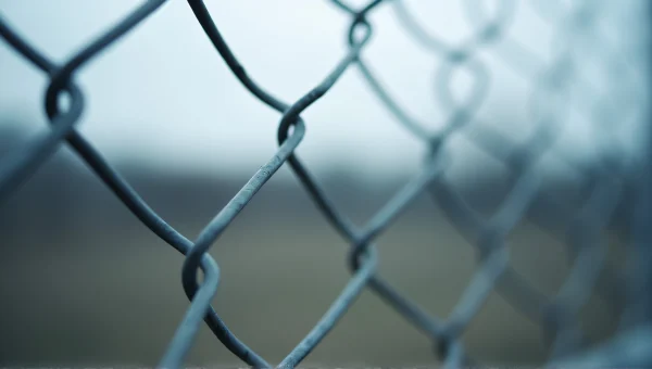 Close-Up Gray Chain-Link Fence with Overcast Sky