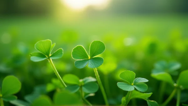 Close-Up Green Clover Plants With Dewy Leaves