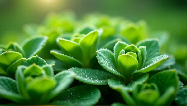 Close-Up Green Leaf Plants with Morning Dew