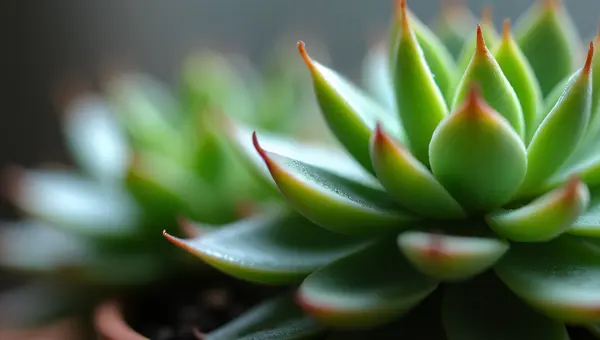 Close-Up Green Succulents Cluster with Soft Light