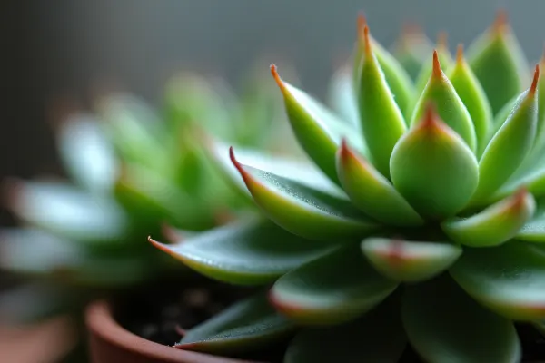 Close-Up Green Succulents Cluster with Soft Light