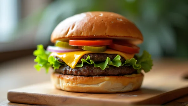 Close-Up Hamburger Layers With Fresh Ingredients