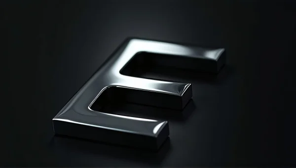Close-Up Inverted Chrome E On Black Background