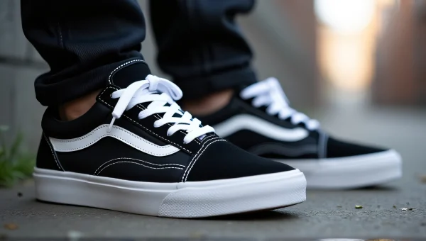 Close-Up Laced Sneakers in Urban Setting