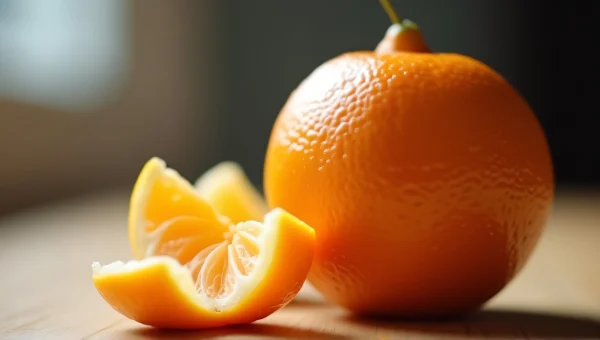 Close-Up Mandarin Fruit on Wooden Table
