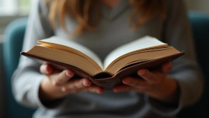 Close-Up Person Holding Hardcover Book with Light