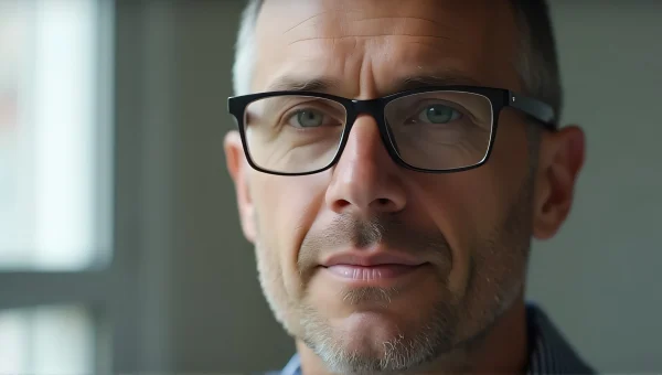 Close-Up Portrait Of Man With Eyeglasses