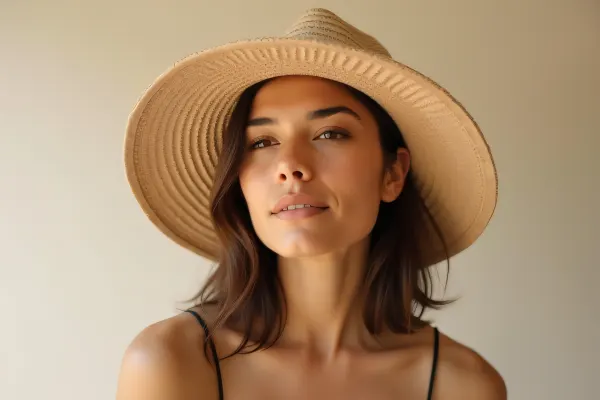 Close-Up Portrait Of Person In Sun Hat