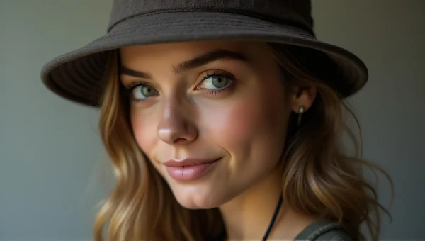 Close-Up Portrait of Woman in Bucket Hat