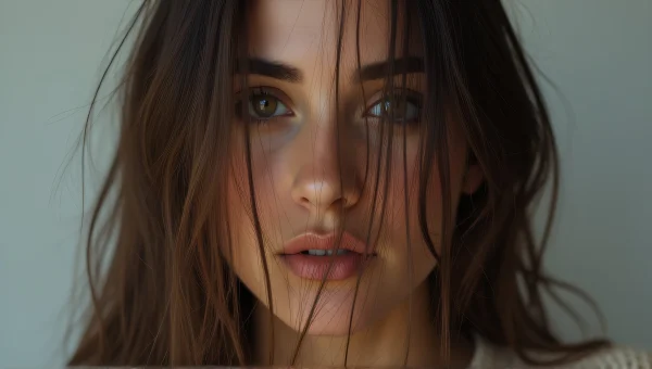 Close-Up Portrait of Woman with Hair Over Face