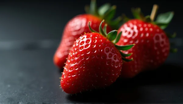 Close-Up Red Strawberries On Matte Surface