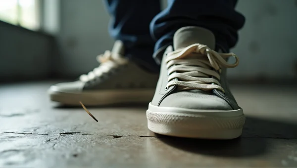 Close-Up Sneakers On Worn Concrete Texture