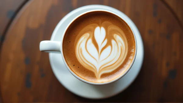 Close-Up Steaming Coffee Cup with Milk Spiral