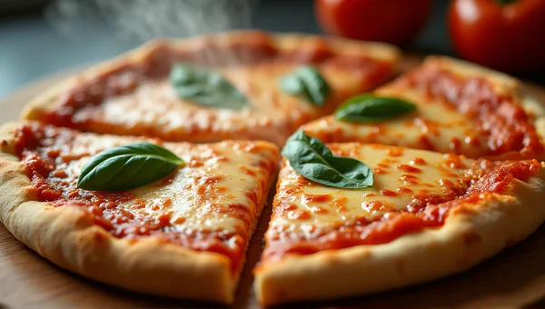 Close-Up Thin-Crust Pizza With Fresh Basil