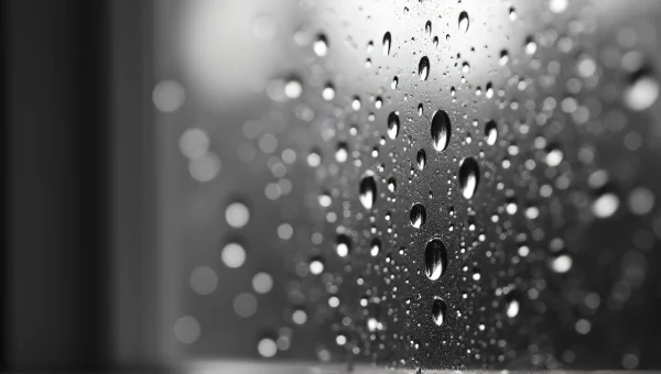 Close-Up Water Droplets On Smooth Glass Surface