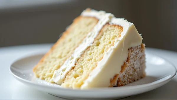 Close-Up White Cake Slice On Ceramic Plate